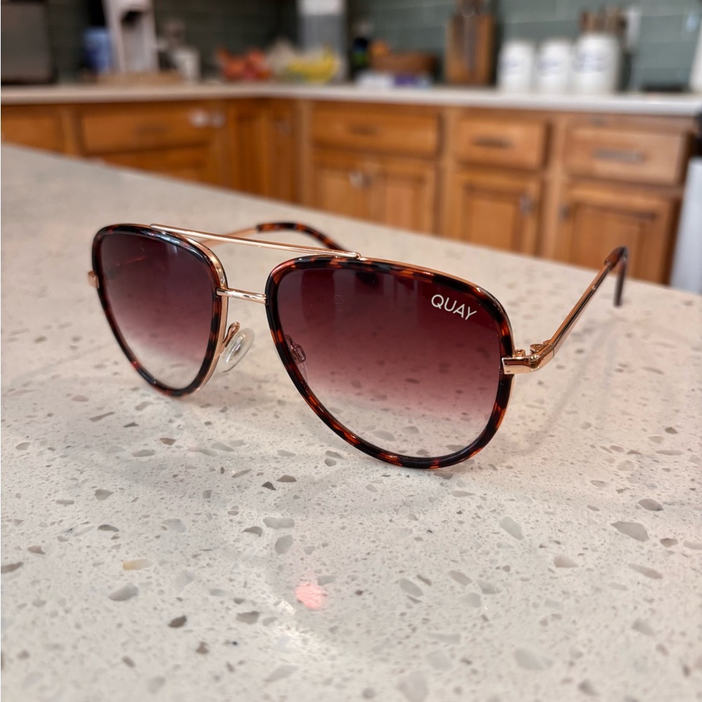 Quay Australia Tortoiseshell Aviator Sunglasses with Brown Gradient Lenses